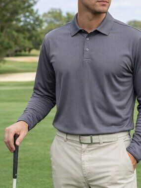 CYPRESS CLUB Performance Golf Long Sleeve Button/Collar Shirt, Size M